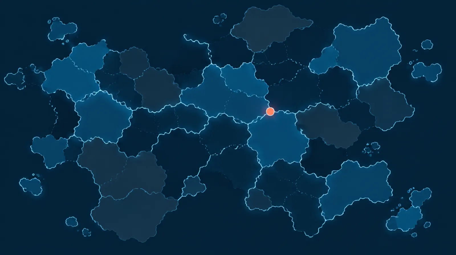 Illustrated map of open and closed regions with a checkpoint