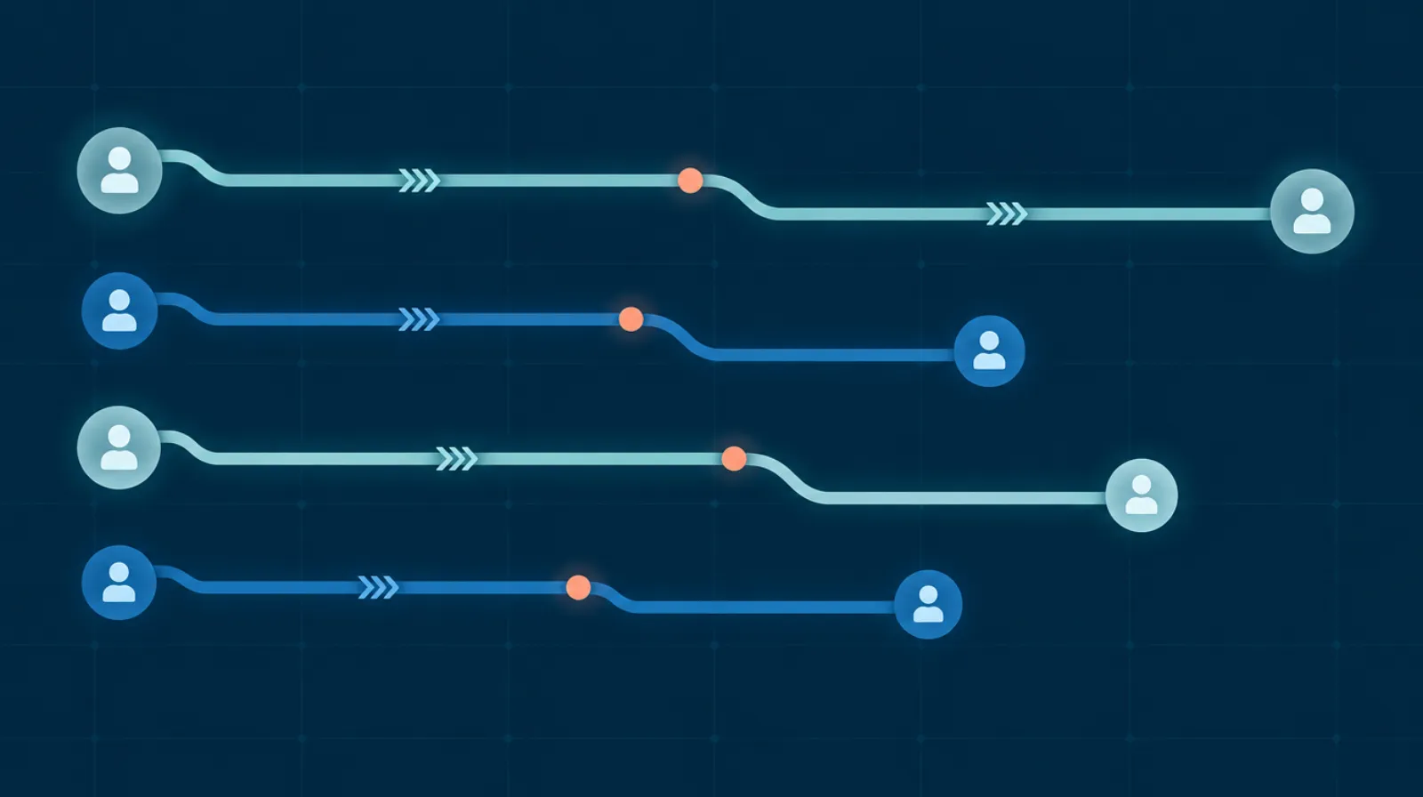 Illustrated payment route lanes running in two directions